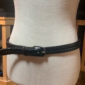 Black Braided Belt with Silver Buckle EUC